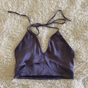Garage Purple Satin Halter Top Size Medium